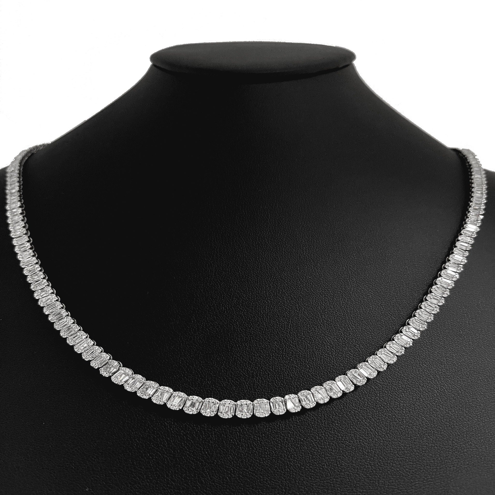 Vivid Diamonds 7.10 Carat Straight Line Diamond Tennis Necklace -V38433 |  vividdiamonds
